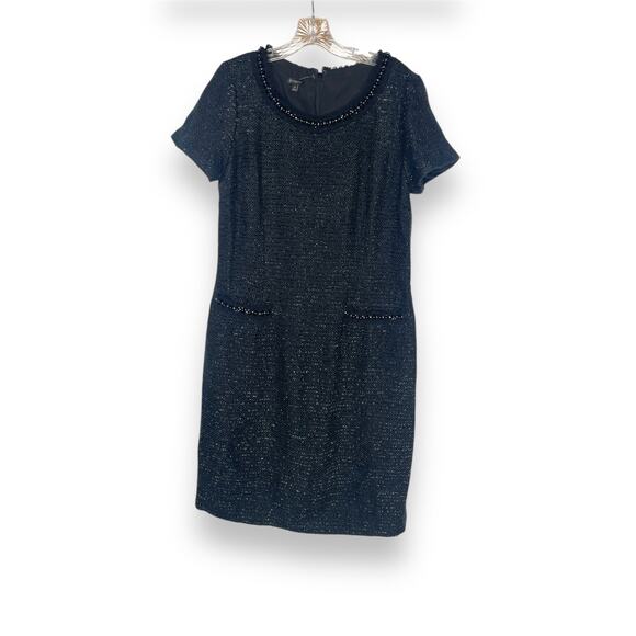 Talbots Tweed & Pearl shift dress black 14 - Picture 3 of 8